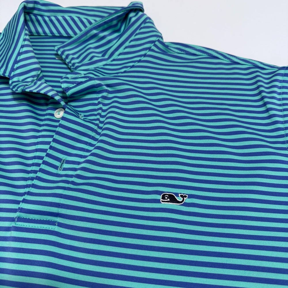 Vineyard Vines Teal Striped Polo Shirt